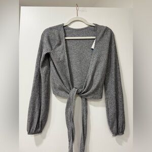 Hollister Charcoal Tie-Front Cardigan